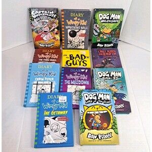 Book Lot 11 Diary of a Wimpy Kid Dog Man Bad Guys Captain Underpants Kids Series